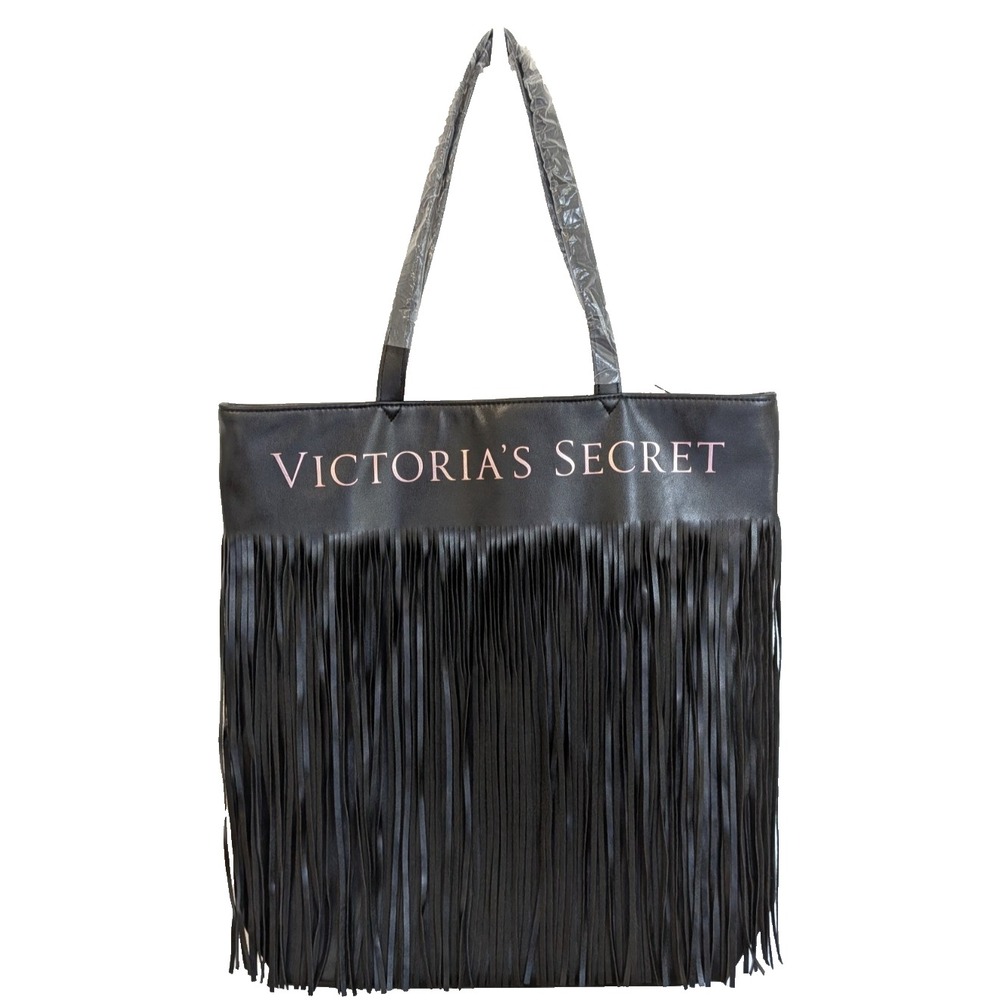 Victoria's Secret Limited Edition Flirty Fringe Tote Bag Black New w/ Tag City
